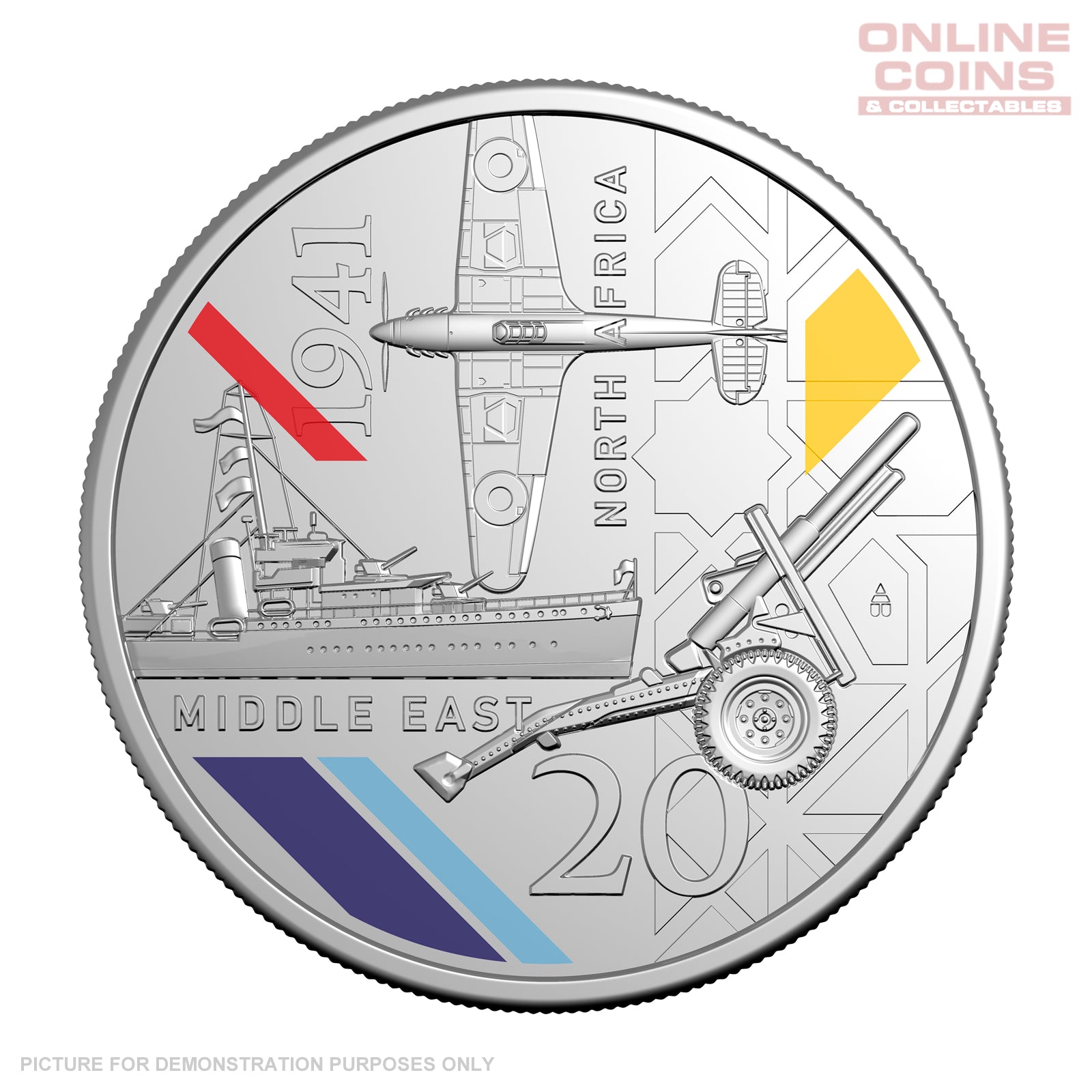 2026 20c Coloured Uncirculated - 1941 Service Amid Strife - North Africa and The Middle East
